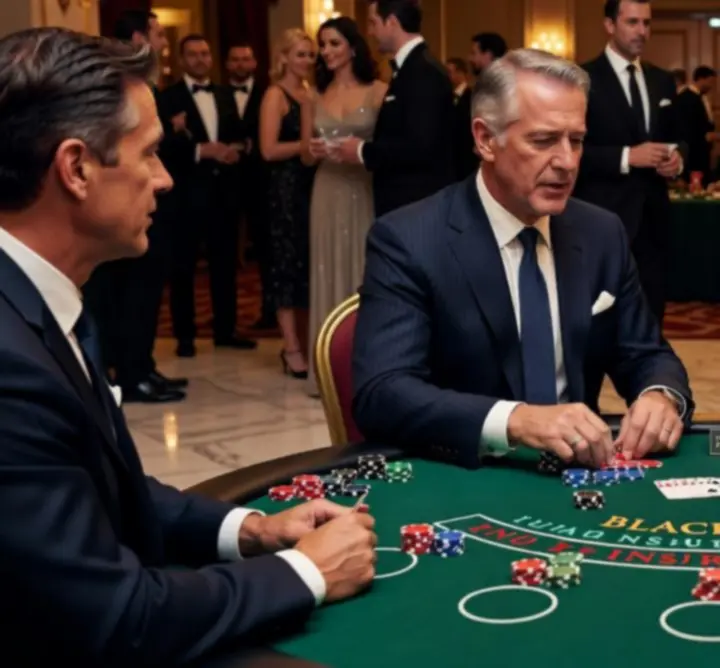 Hosté u interaktivního pokerového stolu během mobilního kasino eventu