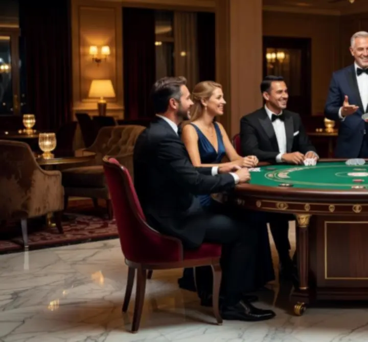 Mobilní pokerový stůl s hosty během společenského eventu